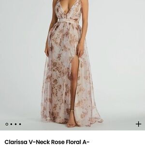 Pink Maxi Backless Sundress with Slit and V-Neck for Bride